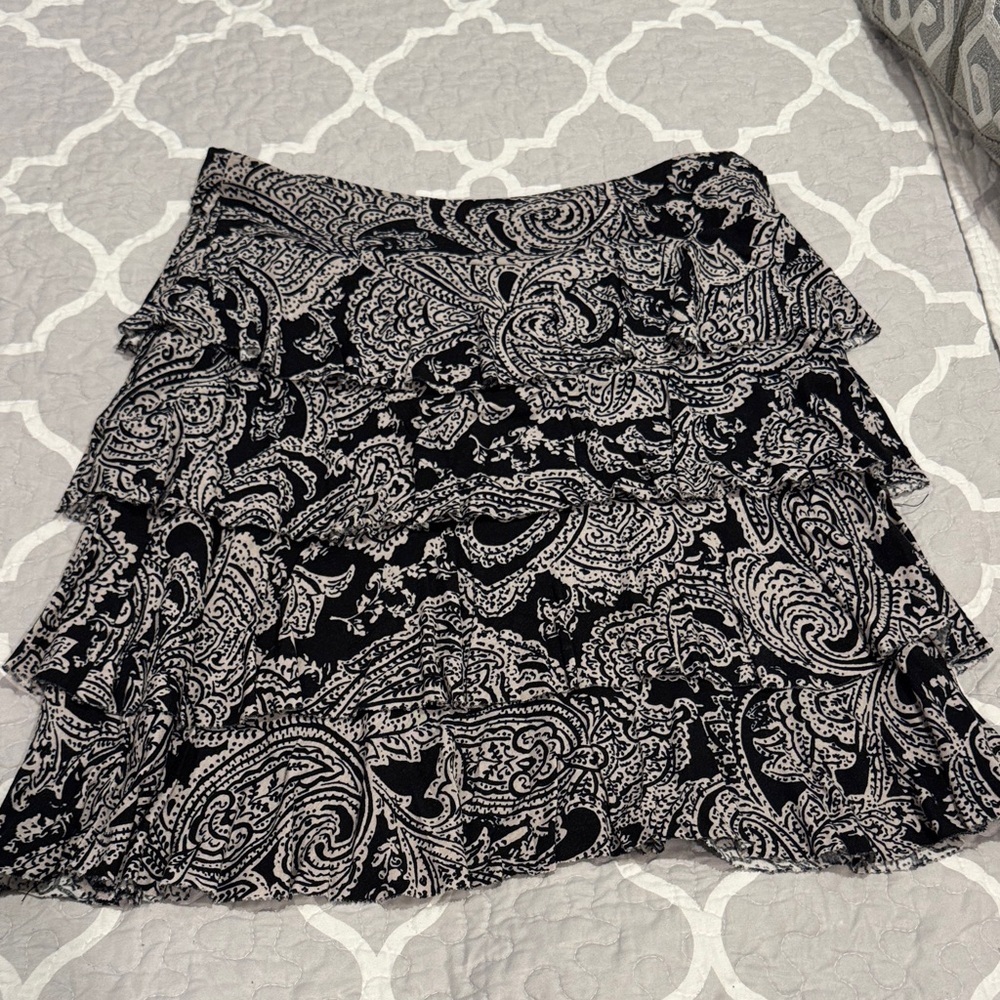 INC International Concepts Black and White Patterned Mini Skirt